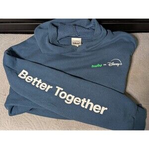 Rare Disney+ Hulu Merge Hoodie Size Large Blue Sweatshirt